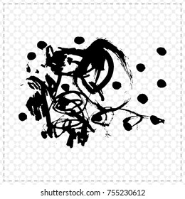 Black brush stroke and texture. Grunge vector abstract hand - painted element. Underline and border design.