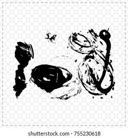 Black brush stroke and texture. Grunge vector abstract hand - painted element. Underline and border design.