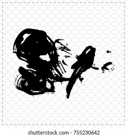 Black brush stroke and texture. Grunge vector abstract hand - painted element. Underline and border design.