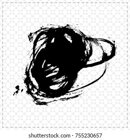 Black brush stroke and texture. Grunge vector abstract hand - painted element. Underline and border design.