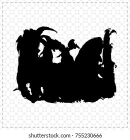 Black brush stroke and texture. Grunge vector abstract hand - painted element. Underline and border design.