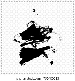 Black brush stroke and texture. Grunge vector abstract hand - painted element. Underline and border design.