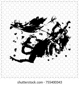 Black brush stroke and texture. Grunge vector abstract hand - painted element. Underline and border design.