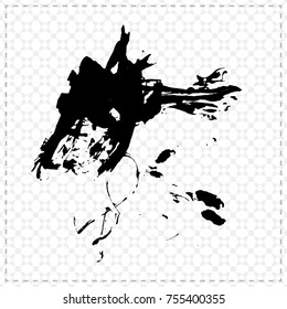 Black brush stroke and texture. Grunge vector abstract hand - painted element. Underline and border design.