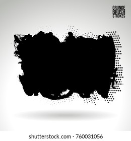 Black brush stroke and texture. Grunge vector abstract hand - painted element. Underline and border design.