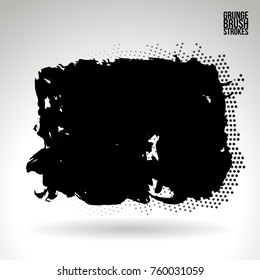 Black brush stroke and texture. Grunge vector abstract hand - painted element. Underline and border design.