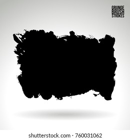 Black brush stroke and texture. Grunge vector abstract hand - painted element. Underline and border design.