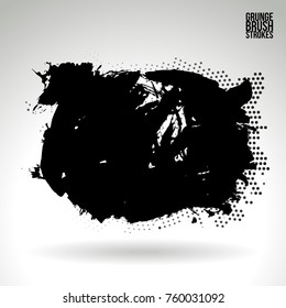 Black brush stroke and texture. Grunge vector abstract hand - painted element. Underline and border design.
