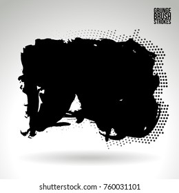 Black brush stroke and texture. Grunge vector abstract hand - painted element. Underline and border design.
