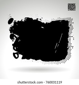 Black brush stroke and texture. Grunge vector abstract hand - painted element. Underline and border design.