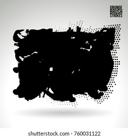 Black brush stroke and texture. Grunge vector abstract hand - painted element. Underline and border design.