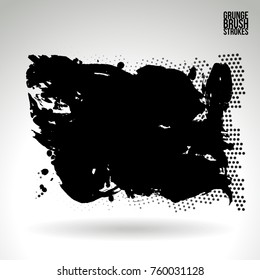 Black brush stroke and texture. Grunge vector abstract hand - painted element. Underline and border design.