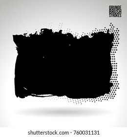 Black brush stroke and texture. Grunge vector abstract hand - painted element. Underline and border design.