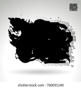Black brush stroke and texture. Grunge vector abstract hand - painted element. Underline and border design.