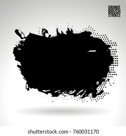 Black brush stroke and texture. Grunge vector abstract hand - painted element. Underline and border design.