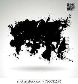 Black brush stroke and texture. Grunge vector abstract hand - painted element. Underline and border design.