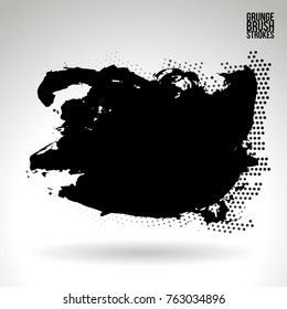 Black brush stroke and texture. Grunge vector abstract hand - painted element. Underline and border design.