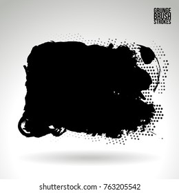 Black brush stroke and texture. Grunge vector abstract hand - painted element. Underline and border design.