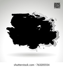 Black brush stroke and texture. Grunge vector abstract hand - painted element. Underline and border design.