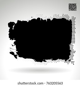 Black brush stroke and texture. Grunge vector abstract hand - painted element. Underline and border design.