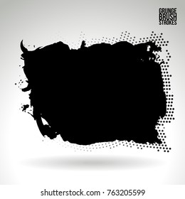 Black brush stroke and texture. Grunge vector abstract hand - painted element. Underline and border design.