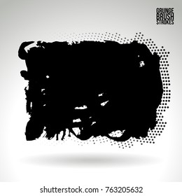 Black brush stroke and texture. Grunge vector abstract hand - painted element. Underline and border design.