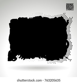 Black brush stroke and texture. Grunge vector abstract hand - painted element. Underline and border design.