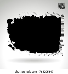 Black brush stroke and texture. Grunge vector abstract hand - painted element. Underline and border design.