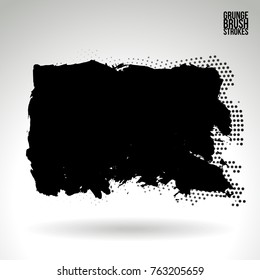 Black brush stroke and texture. Grunge vector abstract hand - painted element. Underline and border design.