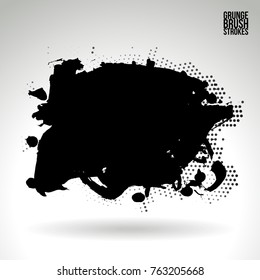Black brush stroke and texture. Grunge vector abstract hand - painted element. Underline and border design.