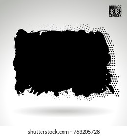 Black brush stroke and texture. Grunge vector abstract hand - painted element. Underline and border design.