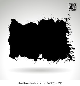 Black brush stroke and texture. Grunge vector abstract hand - painted element. Underline and border design.