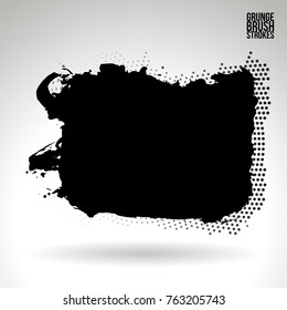 Black brush stroke and texture. Grunge vector abstract hand - painted element. Underline and border design.