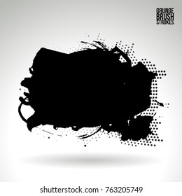 Black brush stroke and texture. Grunge vector abstract hand - painted element. Underline and border design.