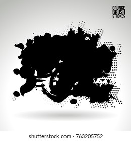 Black brush stroke and texture. Grunge vector abstract hand - painted element. Underline and border design.