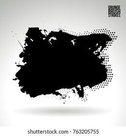 Black brush stroke and texture. Grunge vector abstract hand - painted element. Underline and border design.