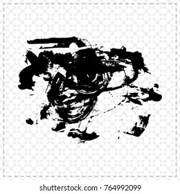 Black brush stroke and texture. Grunge vector abstract hand - painted element. Underline and border design.