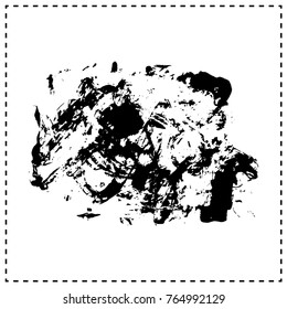 Black brush stroke and texture. Grunge vector abstract hand - painted element. Underline and border design.