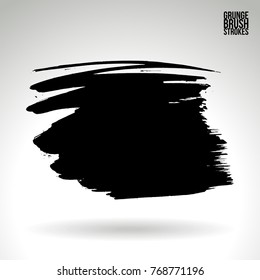 Black brush stroke and texture. Grunge vector abstract hand - painted element. Underline and border design.