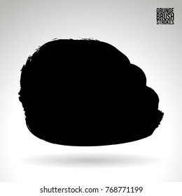 Black brush stroke and texture. Grunge vector abstract hand - painted element. Underline and border design.