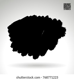 Black brush stroke and texture. Grunge vector abstract hand - painted element. Underline and border design.