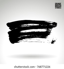 Black brush stroke and texture. Grunge vector abstract hand - painted element. Underline and border design.