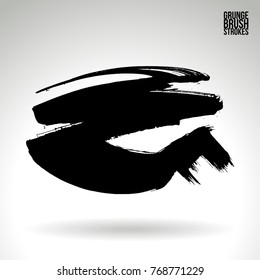 Black brush stroke and texture. Grunge vector abstract hand - painted element. Underline and border design.