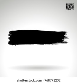 Black brush stroke and texture. Grunge vector abstract hand - painted element. Underline and border design.