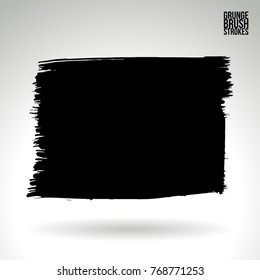 Black brush stroke and texture. Grunge vector abstract hand - painted element. Underline and border design.
