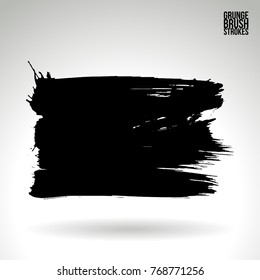 Pincel negro y textura. Grunge vectorial abstracto de la mano - elemento pintado. Diseño de subrayado y borde.