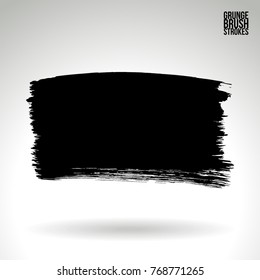 Black brush stroke and texture. Grunge vector abstract hand - painted element. Underline and border design.