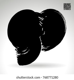Black brush stroke and texture. Grunge vector abstract hand - painted element. Underline and border design.