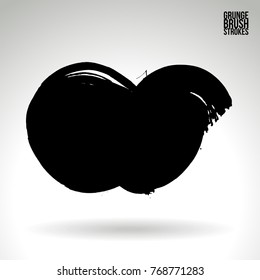 Black brush stroke and texture. Grunge vector abstract hand - painted element. Underline and border design.