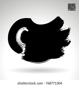 Black brush stroke and texture. Grunge vector abstract hand - painted element. Underline and border design.